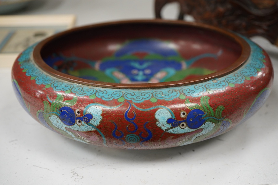 A Chinese cloisonne bowl, Ming dynasty mark early 20th century, 25cm diameter